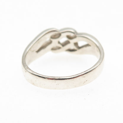 925 Sterling Silver Vintage Modernist Wavy Ring Size 9