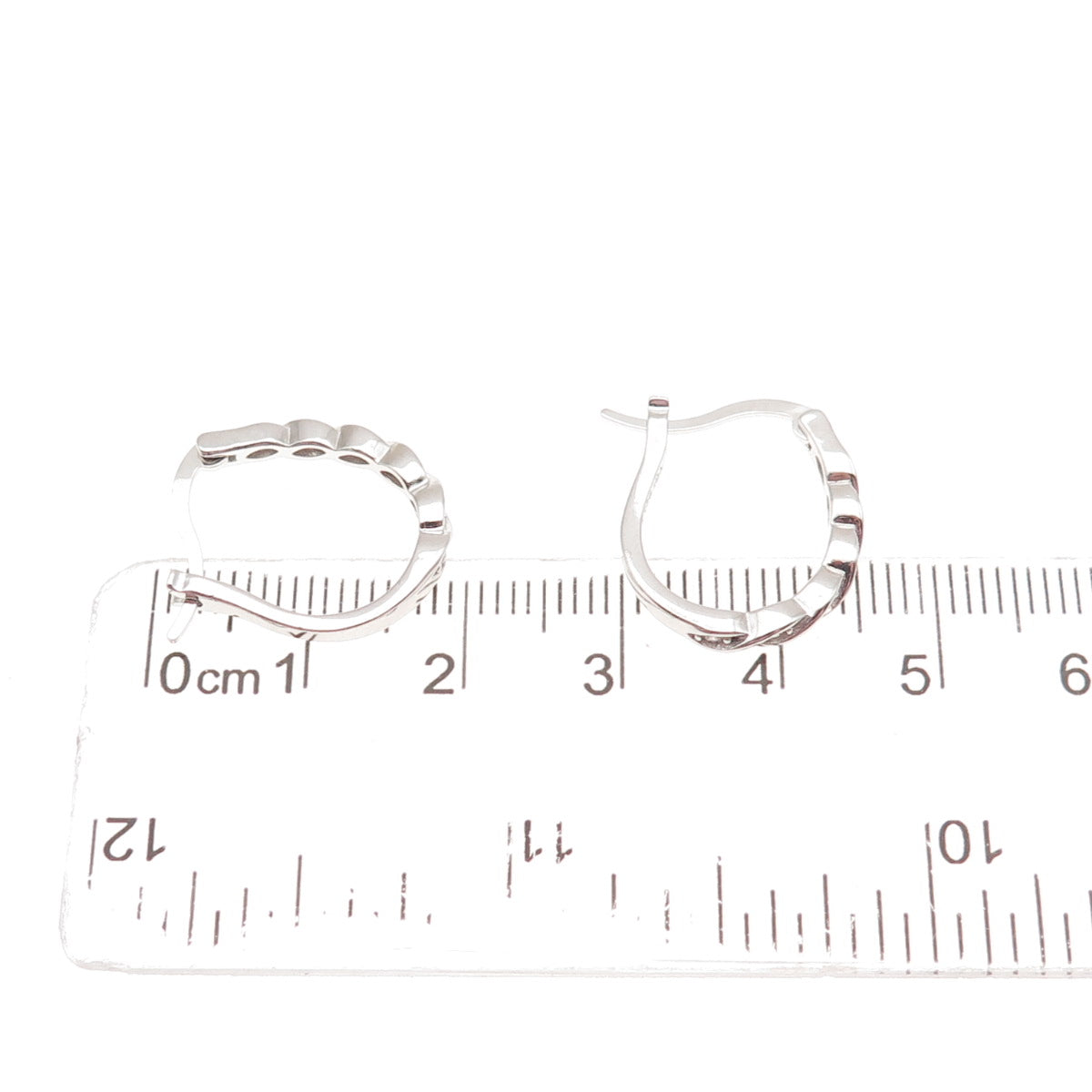 925 Sterling Silver Round-Cut C Z Hoop Earrings