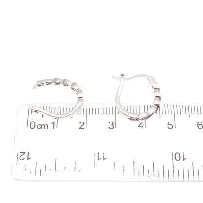 925 Sterling Silver Round-Cut C Z Hoop Earrings