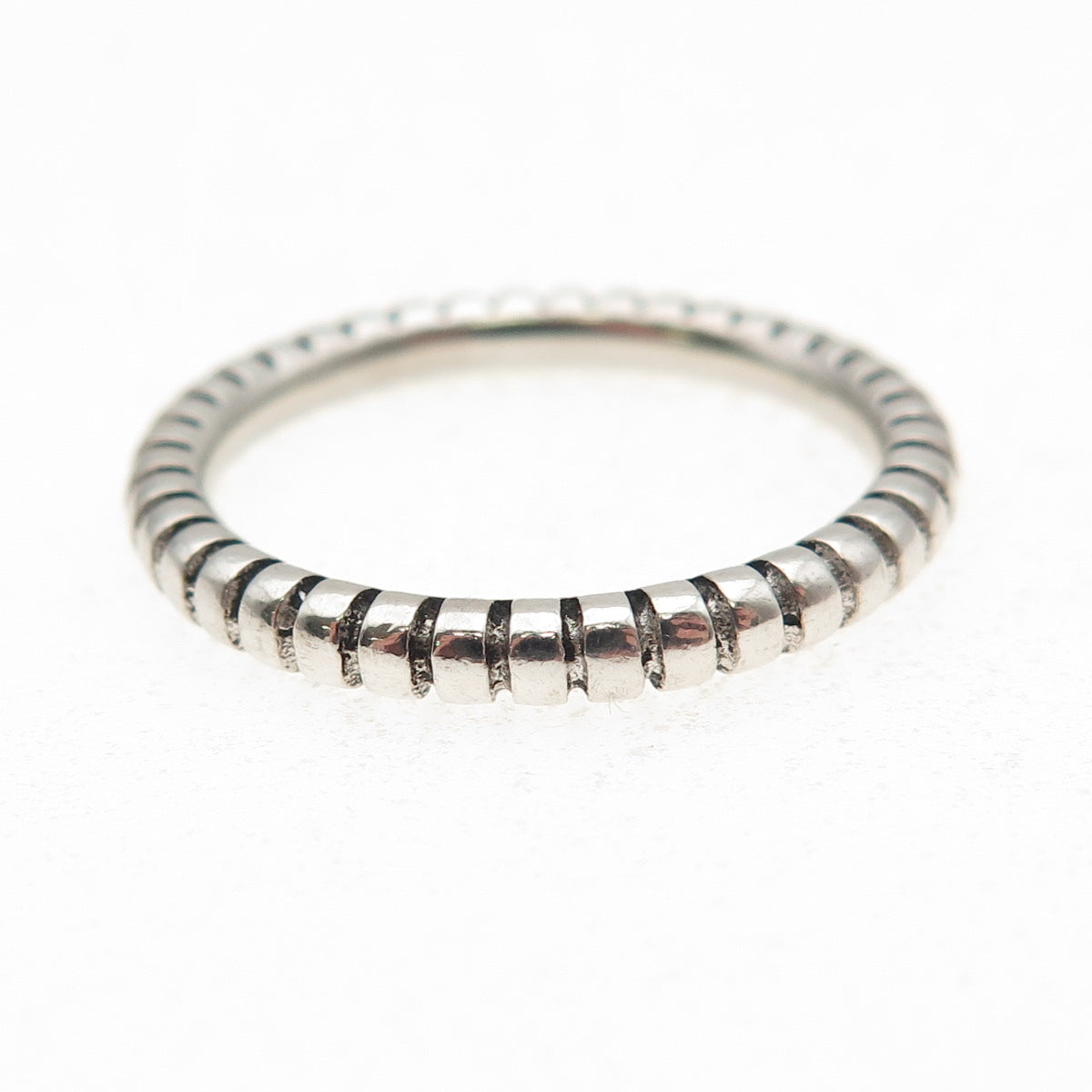 925 Sterling Silver Vintage Stackable Ribbed Band Ring Size 8