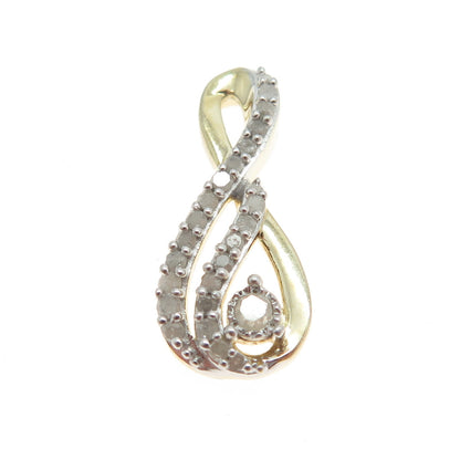 925 Sterling Silver Gold Plated Real Round-Cut Diamond Infinity Slide Pendant