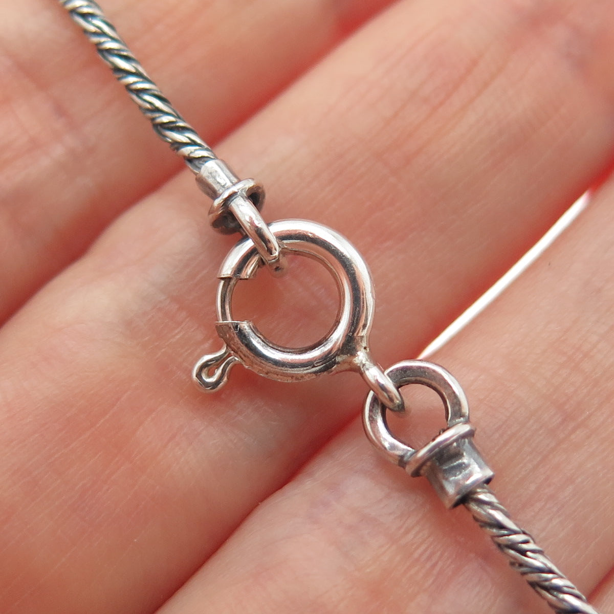 DIDAE 925 Sterling Silver Vintage Adam & Eve Twisted Rope Chain Necklace 16"