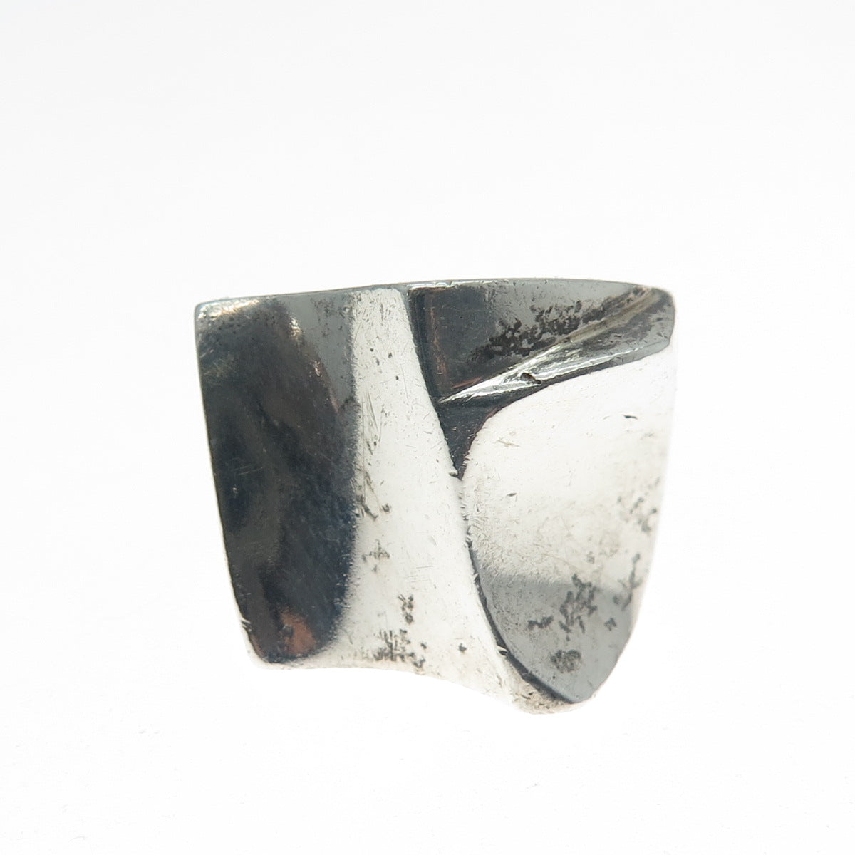 925 Sterling Silver Vintage Modernist Oxidized Ring Size 8.75
