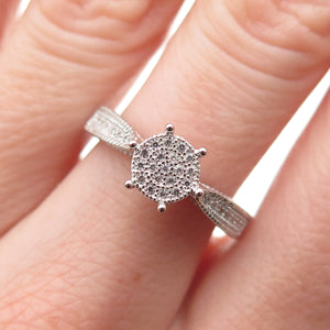 925 Sterling Silver Round-Cut C Z Engagement Ring Size 6.75