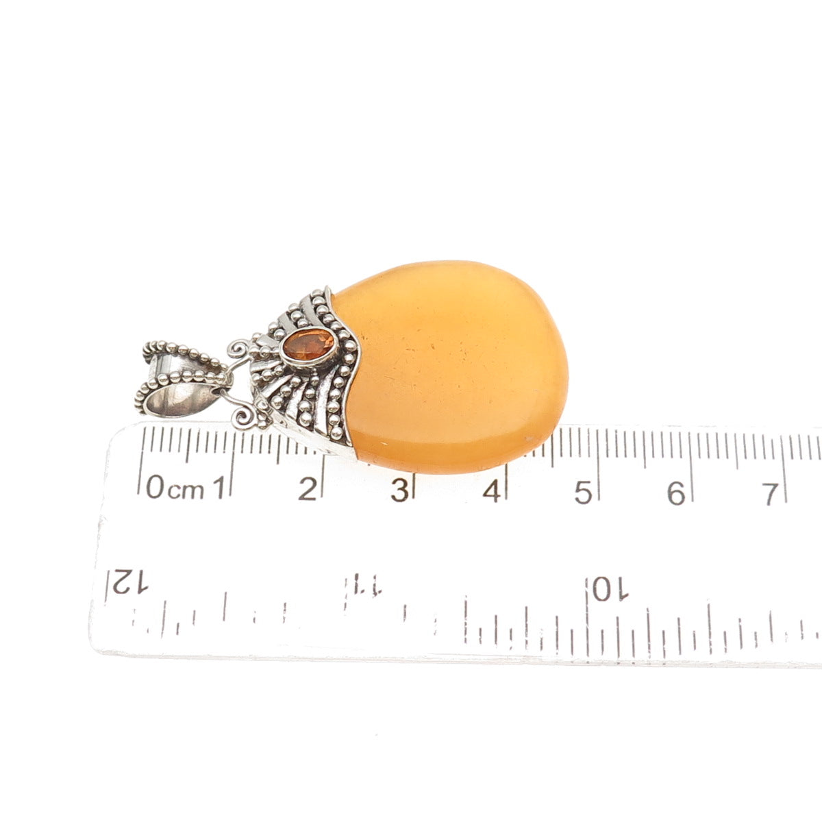 Sajen 925 Sterling Silver Vintage Real Calcite & Citrine Teardrop Pendant