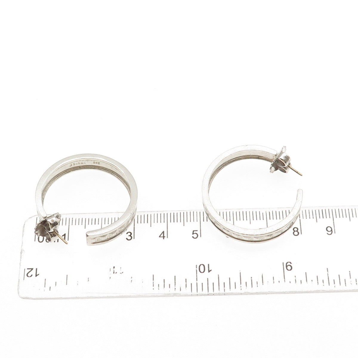 Jane Bohan 925 Sterling Silver 14K Gold Posts Vintage Hoop Earrings