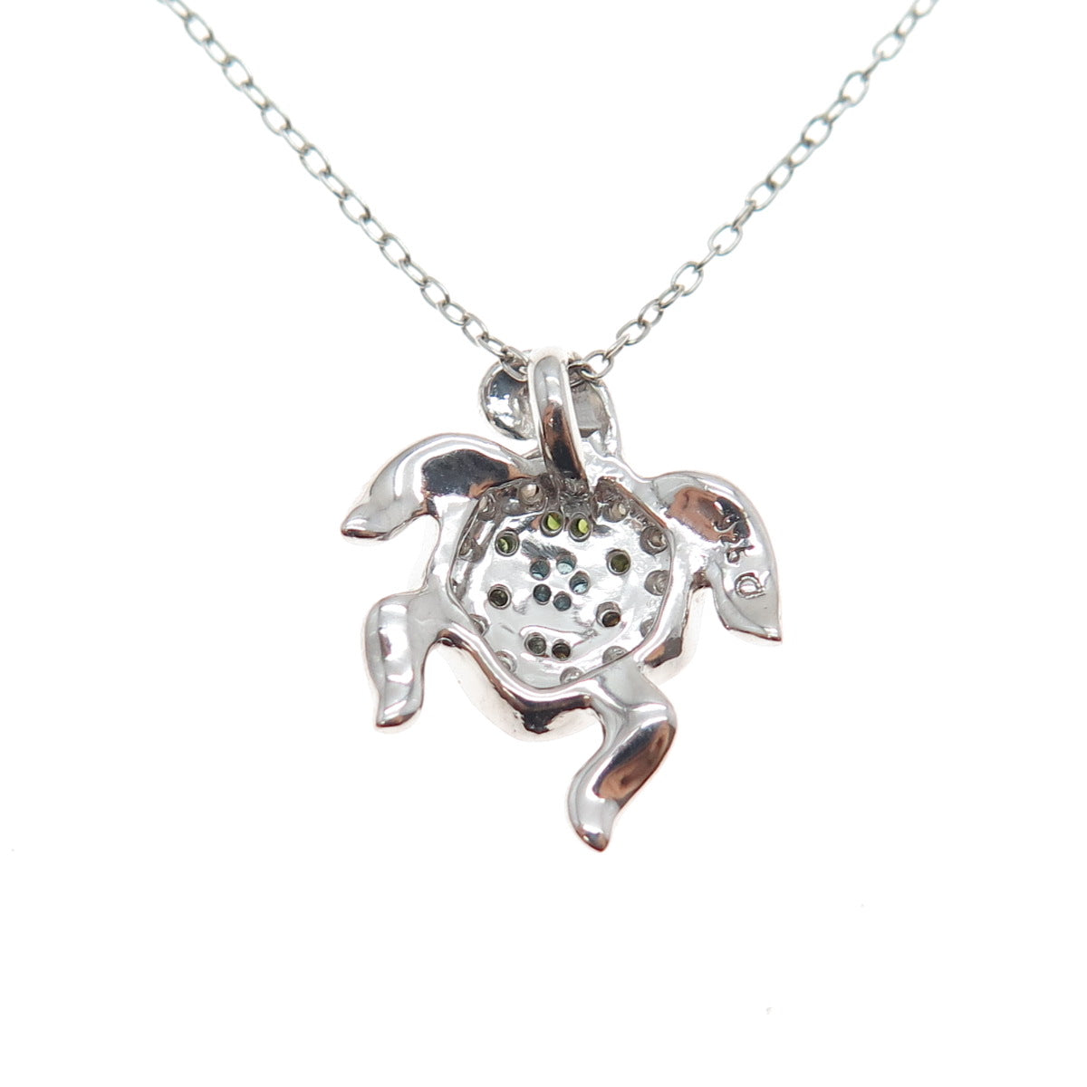 DASAN Sterling Silver Real Multi-Color Diamond Turtle Cable Chain Necklace 18"