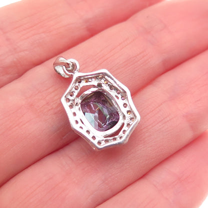 925 Sterling Silver Real Mystic Quartz & C Z Mini Charm Pendant
