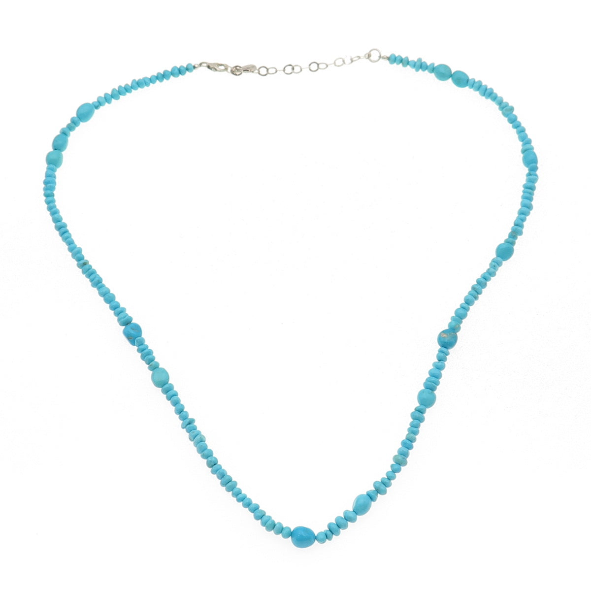 Tehya Oyama 925 Sterling Real Sleeping Beauty Turquoise Beaded Necklace 18-20"