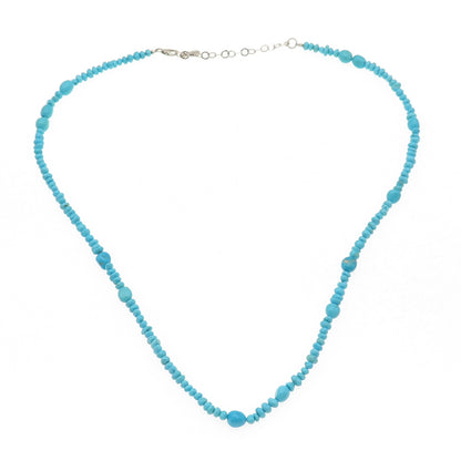 Tehya Oyama 925 Sterling Real Sleeping Beauty Turquoise Beaded Necklace 18-20"