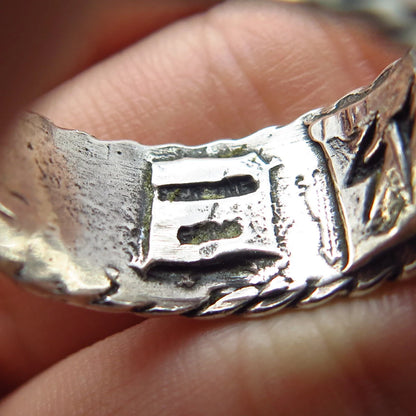 925 Sterling Silver Vintage Tribal Ring Size 9.75