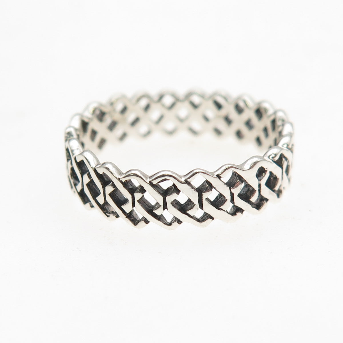 925 Sterling Silver Vintage Celtic Oxidized Band Ring Size 7.25