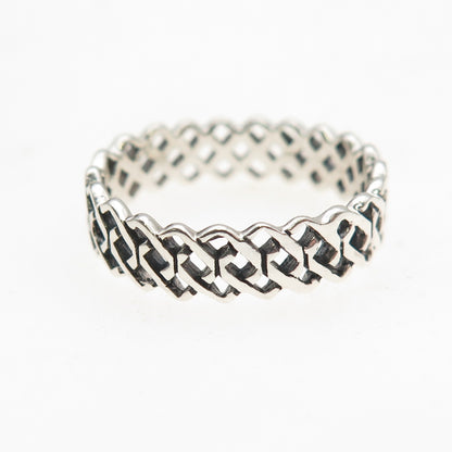 925 Sterling Silver Vintage Celtic Oxidized Band Ring Size 7.25