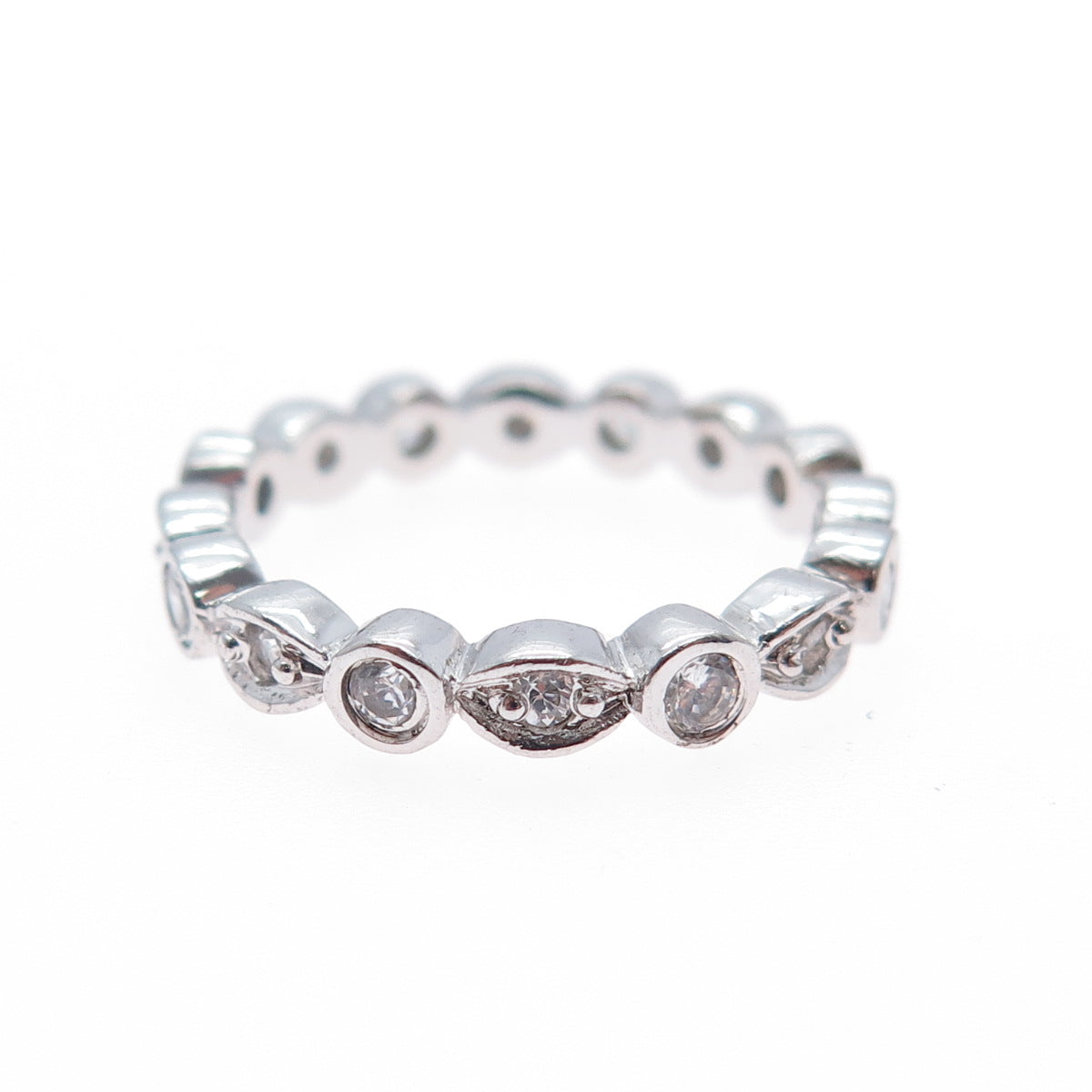 925 Sterling Silver Round-Cut C Z Eternity Band Ring Size 5.75