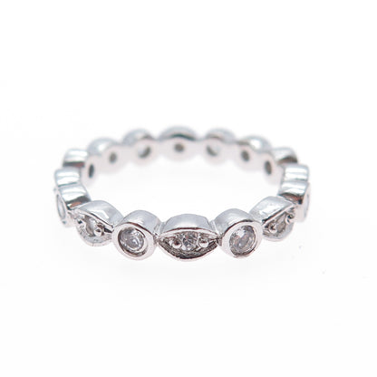 925 Sterling Silver Round-Cut C Z Eternity Band Ring Size 5.75