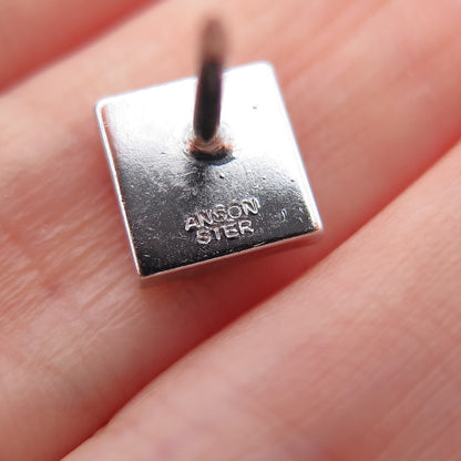 ANSON 925 Sterling Silver Vintage Square Tie Tack Lapel Pin