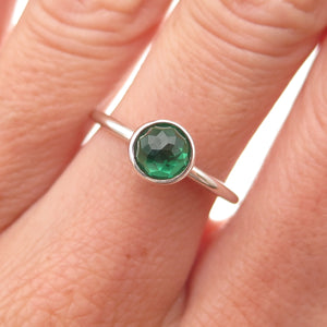 Pandora 925 Sterling Silver Green Crystal August Birthday Blooms Ring Size 7