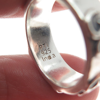 925 Sterling Silver Vintage Om Mantra Band Ring Size 7.5