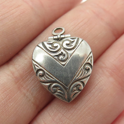 925 Sterling Silver Antique "Mother" Chatelaine Heart Locket Pendant