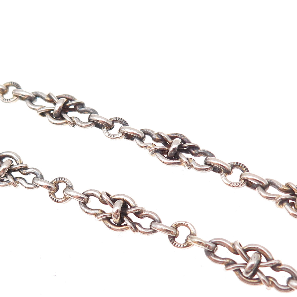 925 Sterling Silver Antique Art Deco Anchor Pocket Watch Chain 14"