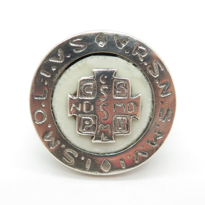 925 Sterling Silver Vintage Enamel Saint Benedict Religious Ring Size 6.25