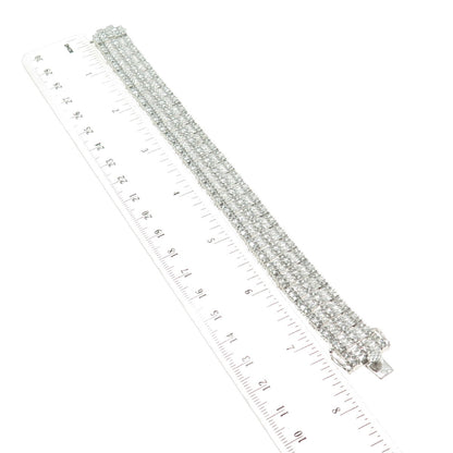 925 Sterling Silver Round & Baguette-Cut C Z Sparkle Link Bracelet 7.5"