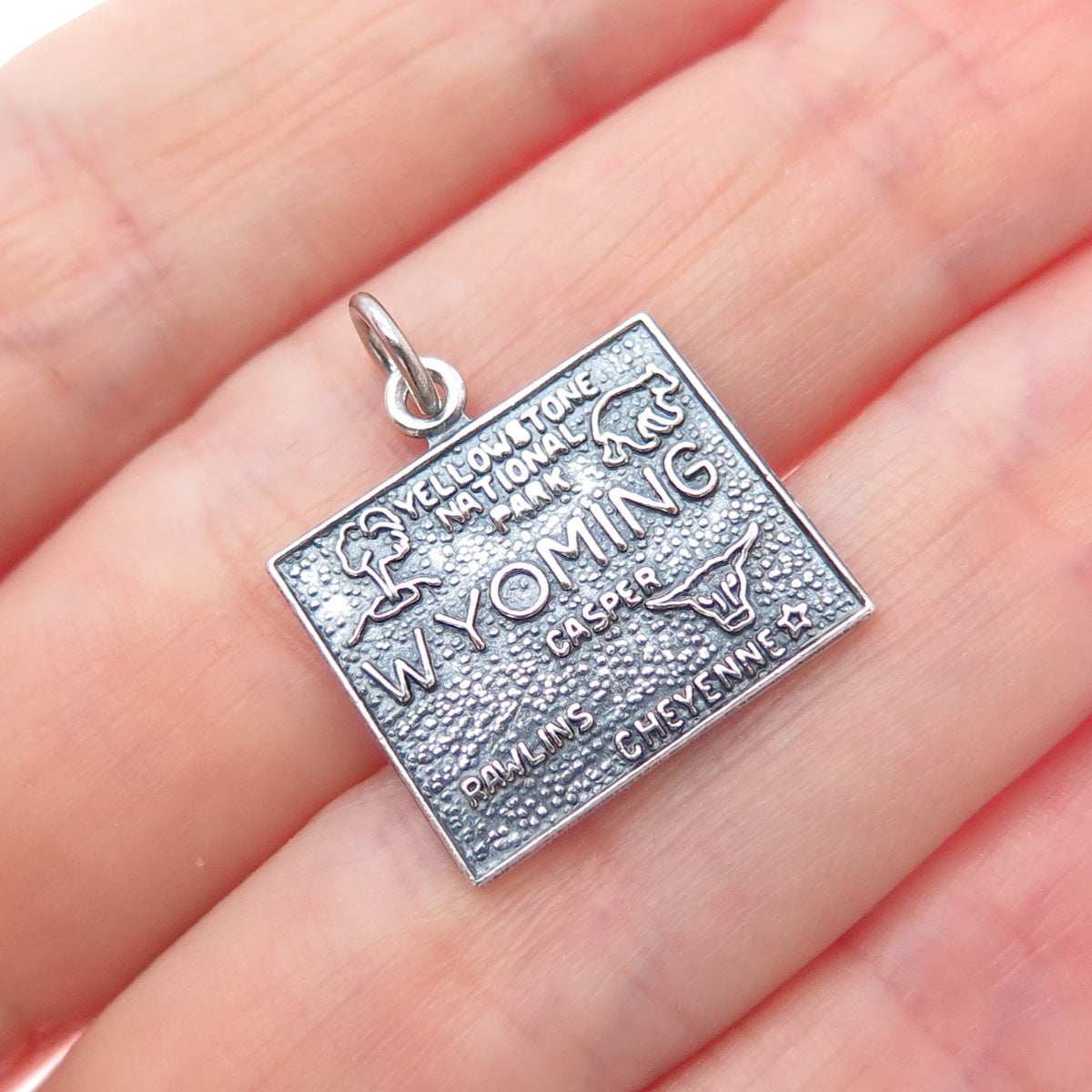 FRENCH & FRANKLIN Sterling Silver Vintage Wyoming Oxidized Minimalist Pendant