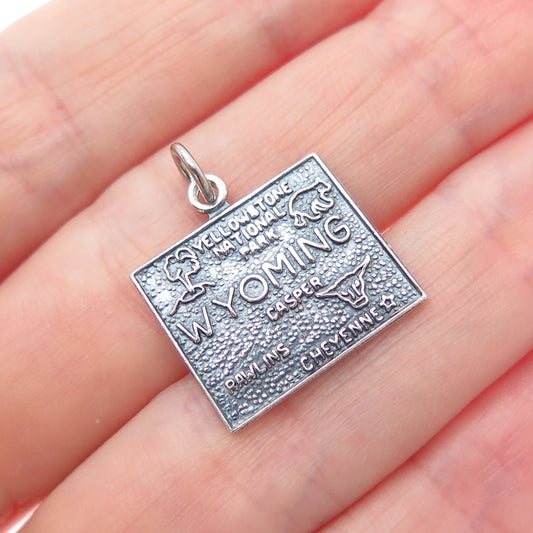 FRENCH & FRANKLIN Sterling Silver Vintage Wyoming Oxidized Minimalist Pendant