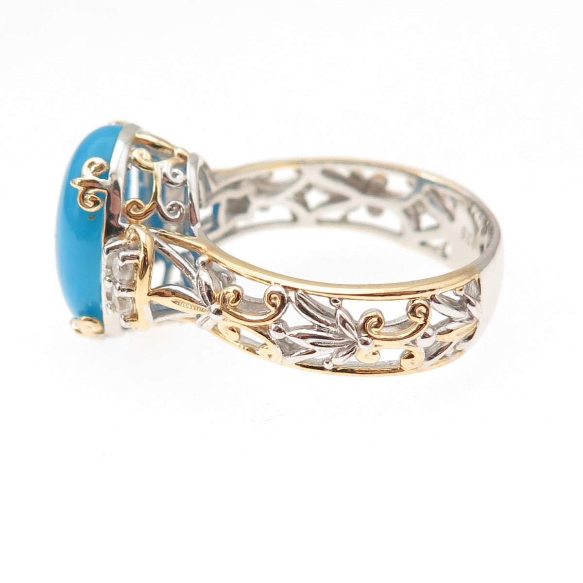 Michael Valitutti Gems En Vogue Sterling Silver Turquoise & Topaz Ring Size 8.25