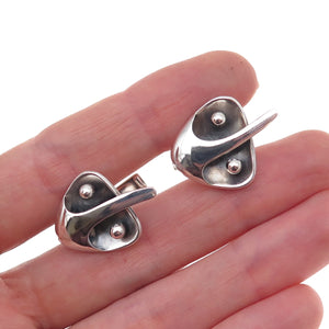 Sigi Pineda 925 Sterling Silver Vintage Mexico Modernist Oxidized Cufflinks #46