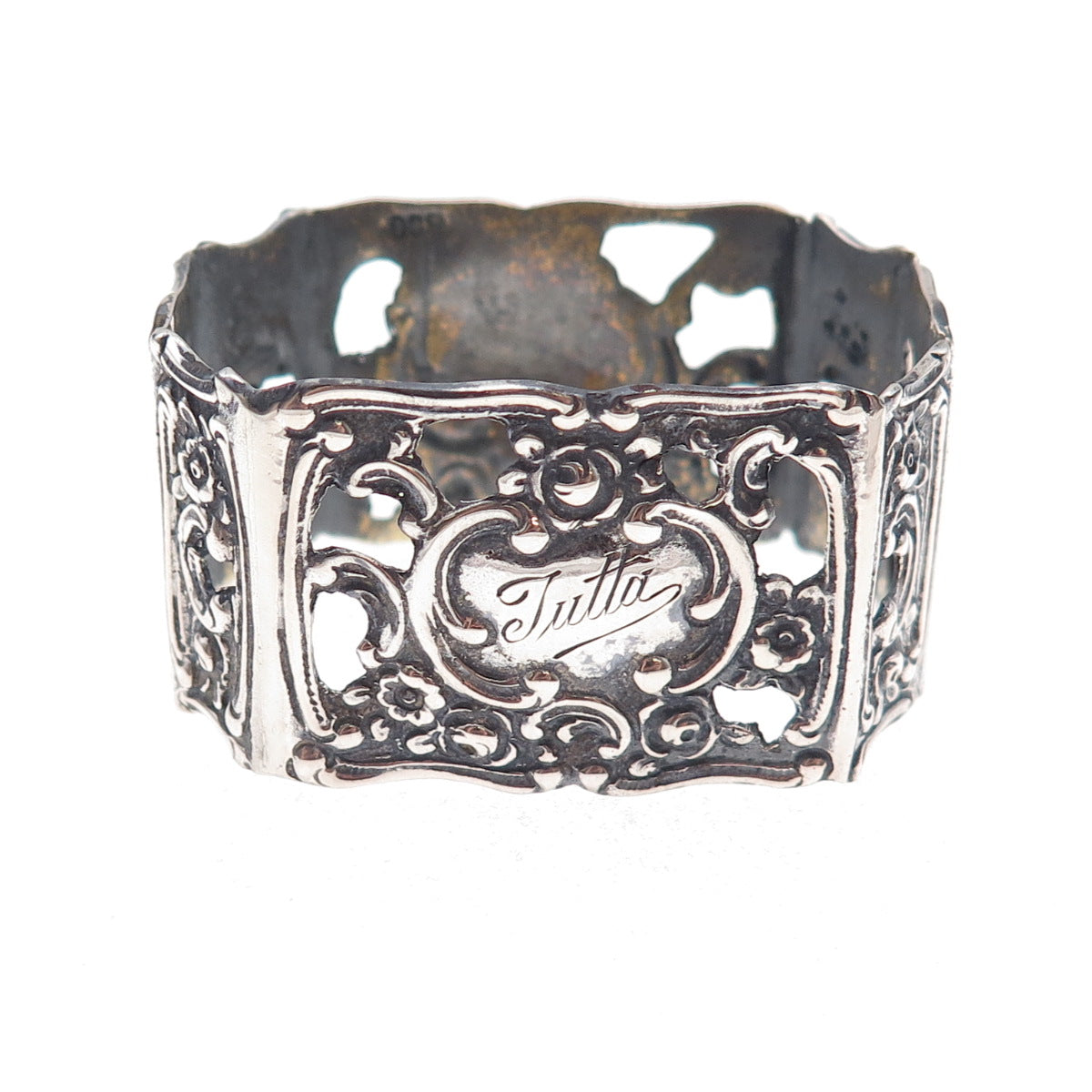 800 Silver Antique Art Deco European Engraved Jutta Napkin Ring Holder