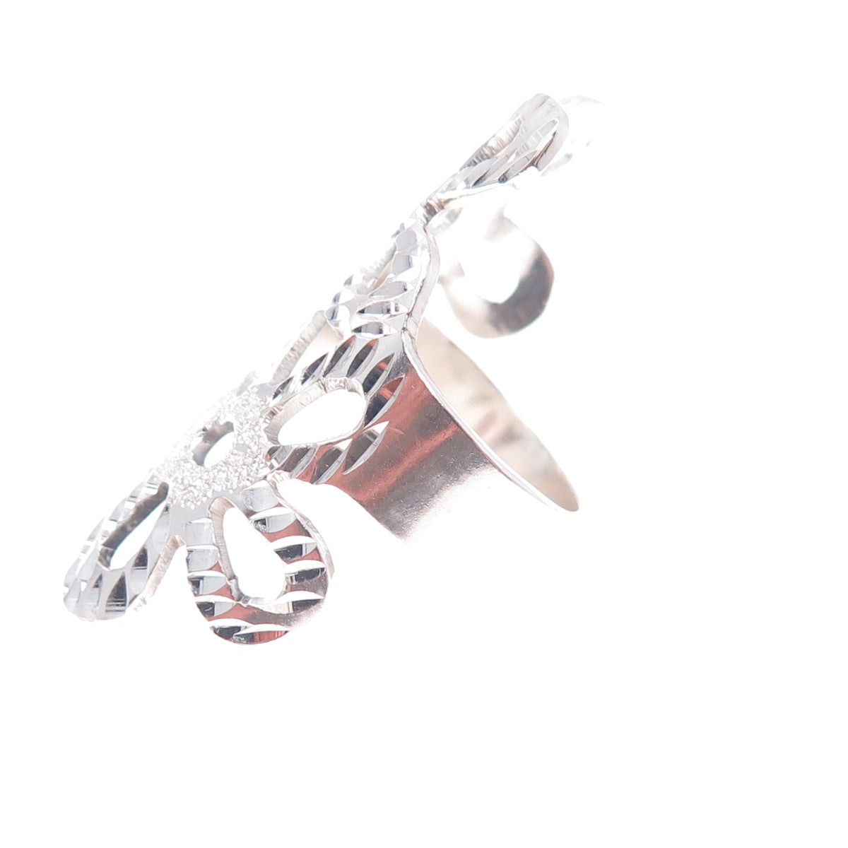 925 Sterling Silver Vintage Mexico Flower Blossom Bypass Ring Size 5.5