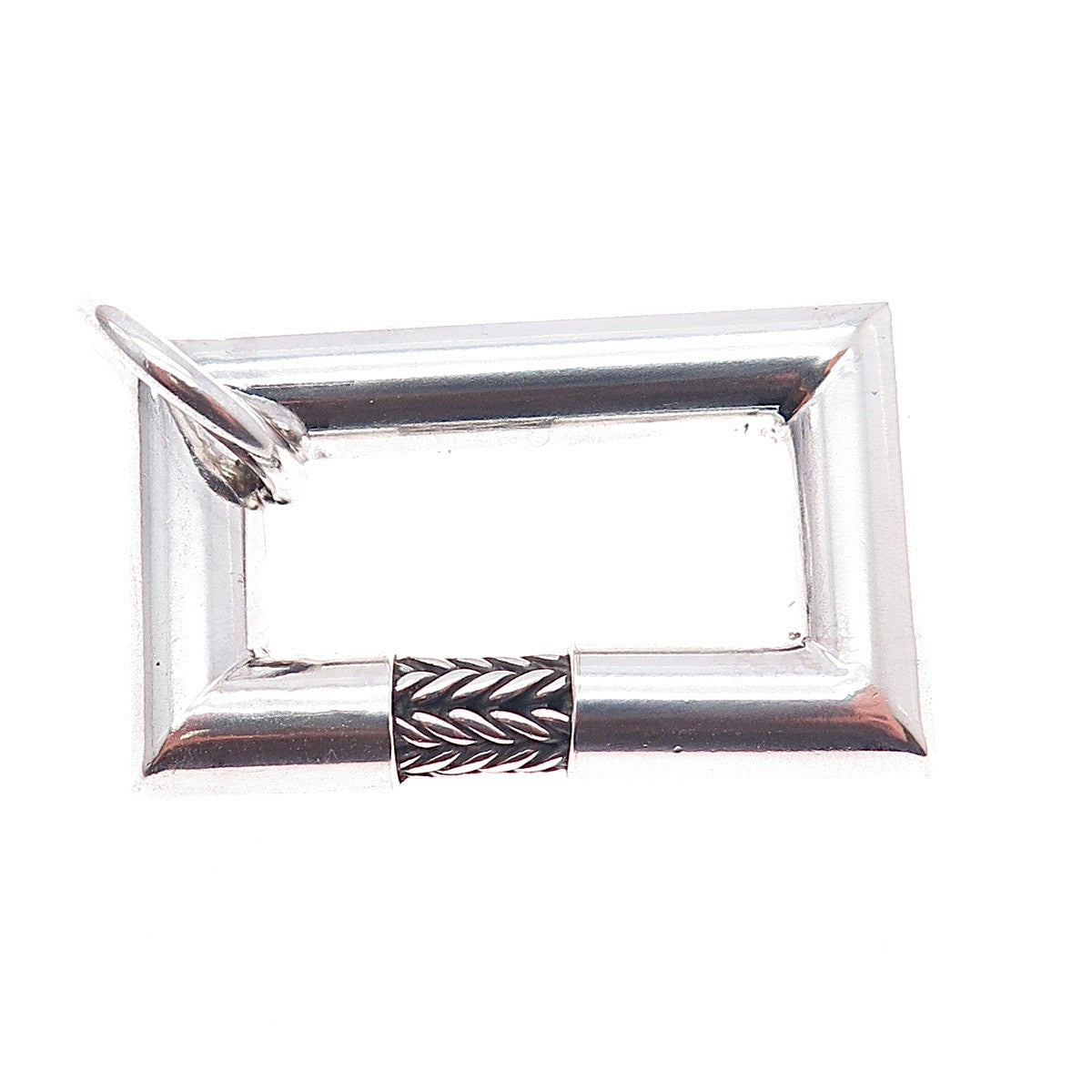 925 Sterling Silver Vintage Modernist Spiga Frame Oxidized Charm Pendant