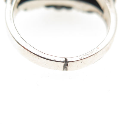 925 Sterling Silver Vintage Real Pear-Cut Red Garnet Oxidized Ring Size 4.5