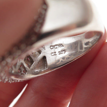 Apogee 925 Sterling Silver Round-Cut C Z Curve Ring Size 10.25