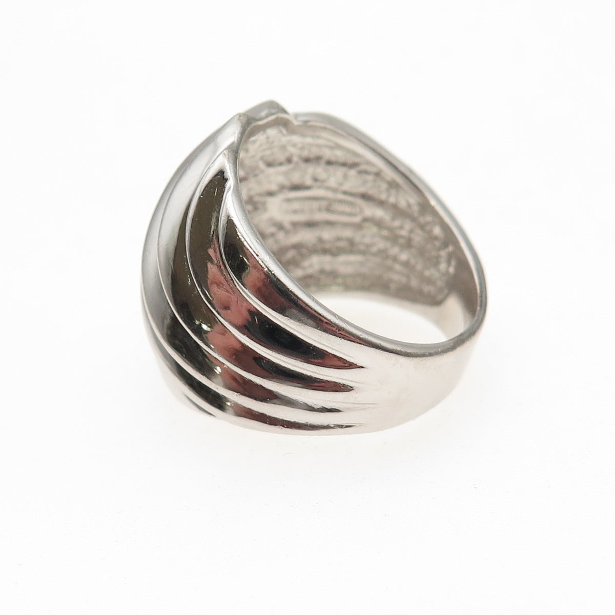 SX Sally C 925 Sterling Silver Vintage Modernist Ribbed Ring Size 7.25