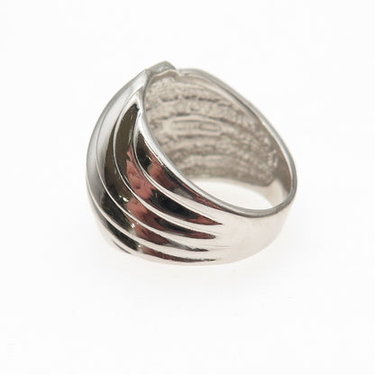 SX Sally C 925 Sterling Silver Vintage Modernist Ribbed Ring Size 7.25