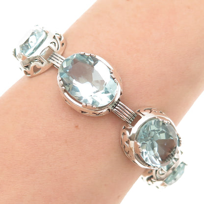 SILPADA 925 Sterling Silver Vintage Blue Lagoon Crystal Bracelet 7.5"