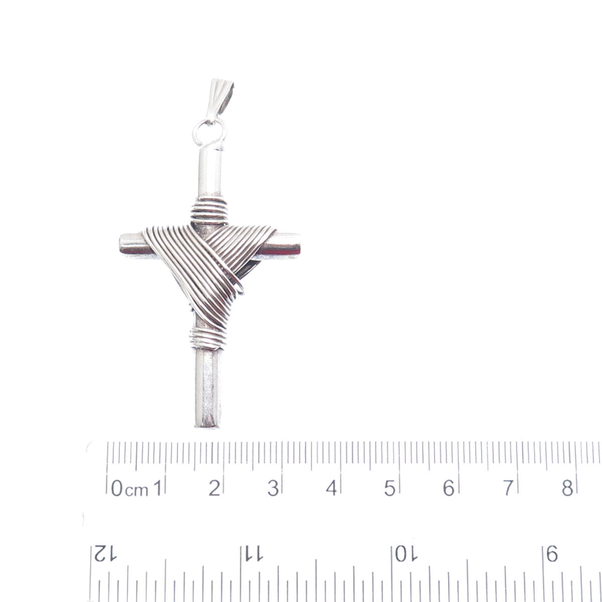 925 Sterling Silver Vintage Roped Cross Religious Pendant