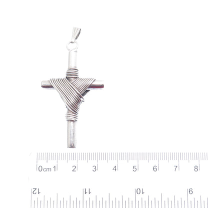 925 Sterling Silver Vintage Roped Cross Religious Pendant