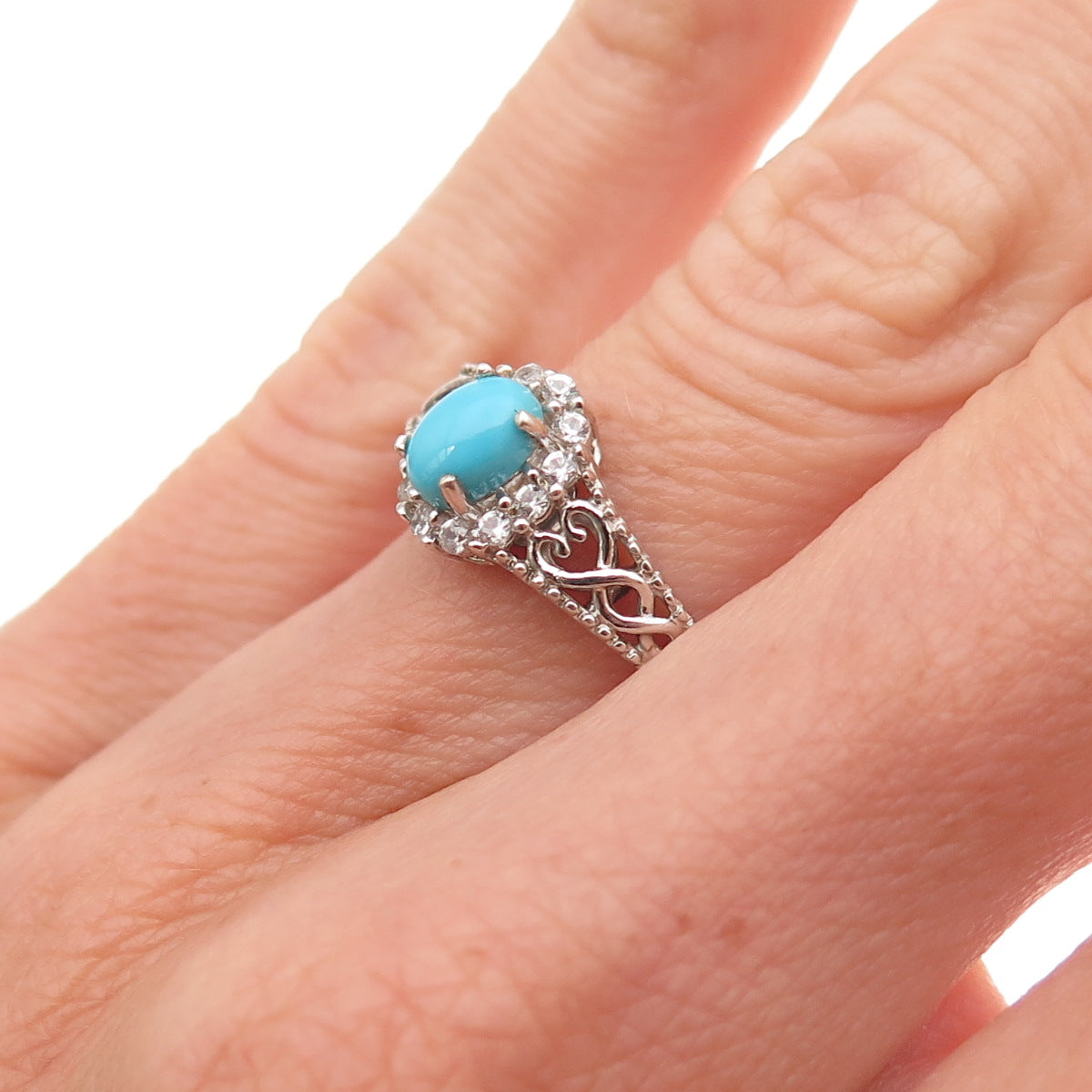 Chuck Clemency 925 Sterling Real Sleeping Beauty Turquoise Topaz Ring Size 5.25
