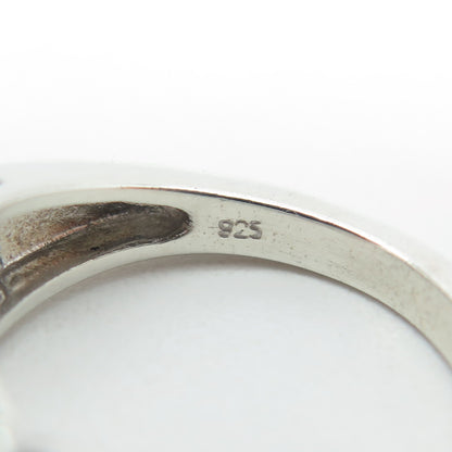 HN HENG NGAI 925 Sterling Silver Real Round-Cut Diamond "MOM" Ring Size 7