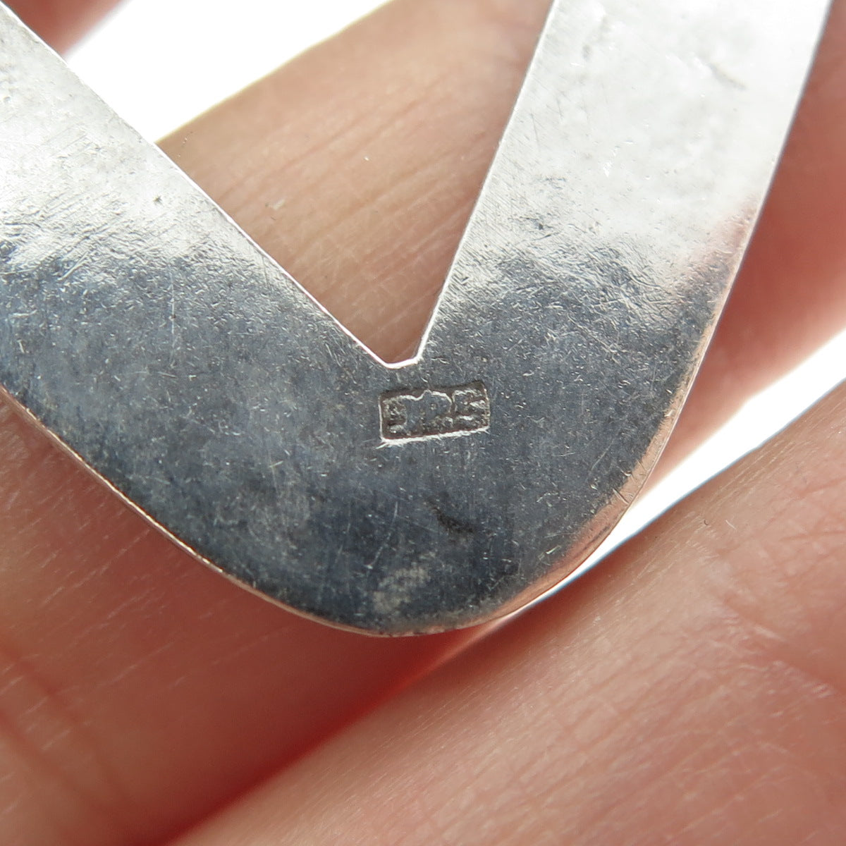 925 Sterling Silver Vintage Polka Dot Open Heart Pin Brooch