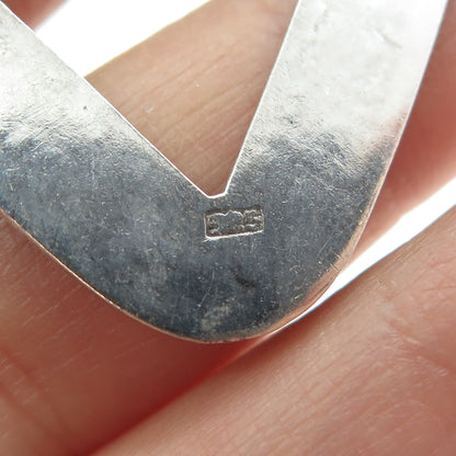 925 Sterling Silver Vintage Polka Dot Open Heart Pin Brooch