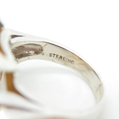 925 Sterling Silver Antique Art Deco Fire Glass Ring Size 7