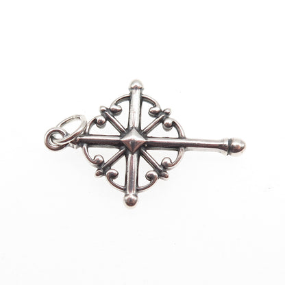 925 Sterling Silver Vintage Snow Cross Oxidized Charm Pendant