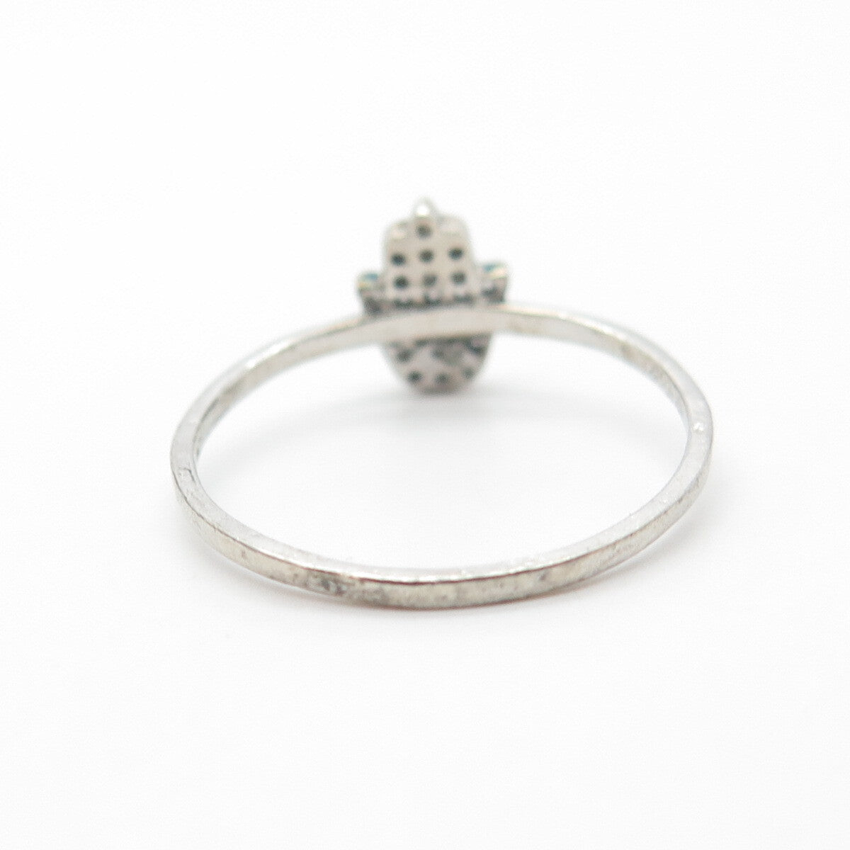 925 Sterling Silver Pave C Z Hand Ring Size 6.5
