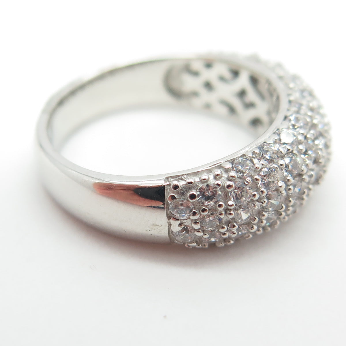 925 Sterling Silver Round-Cut C Z Sparkle Ring Size 4.75