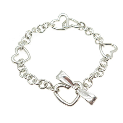 TOWN & COUNTRY 925 Sterling Silver Vintage Interlocked Heart Link Bracelet 7.25"