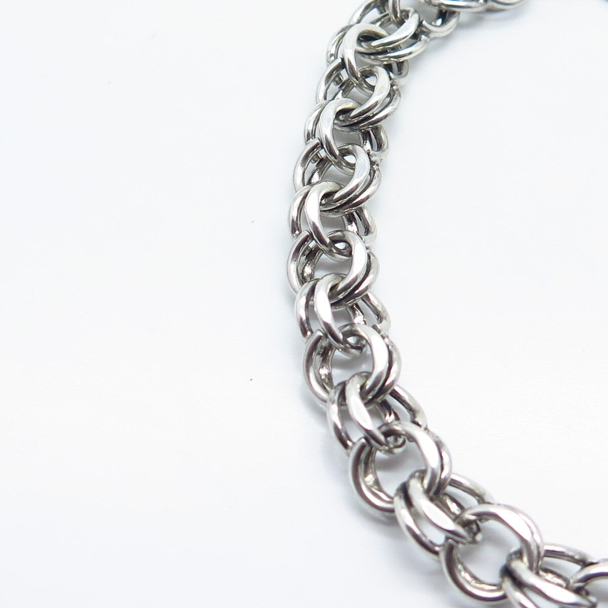 925 Sterling Silver Vintage Double Cable Link Bracelet 7.25"